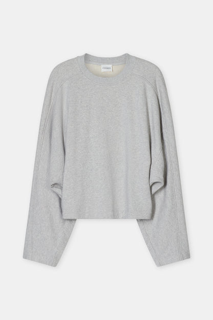 Sweat Froncé Gris Chiné Clair