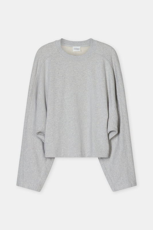 Sweat Froncé Gris Chiné Clair