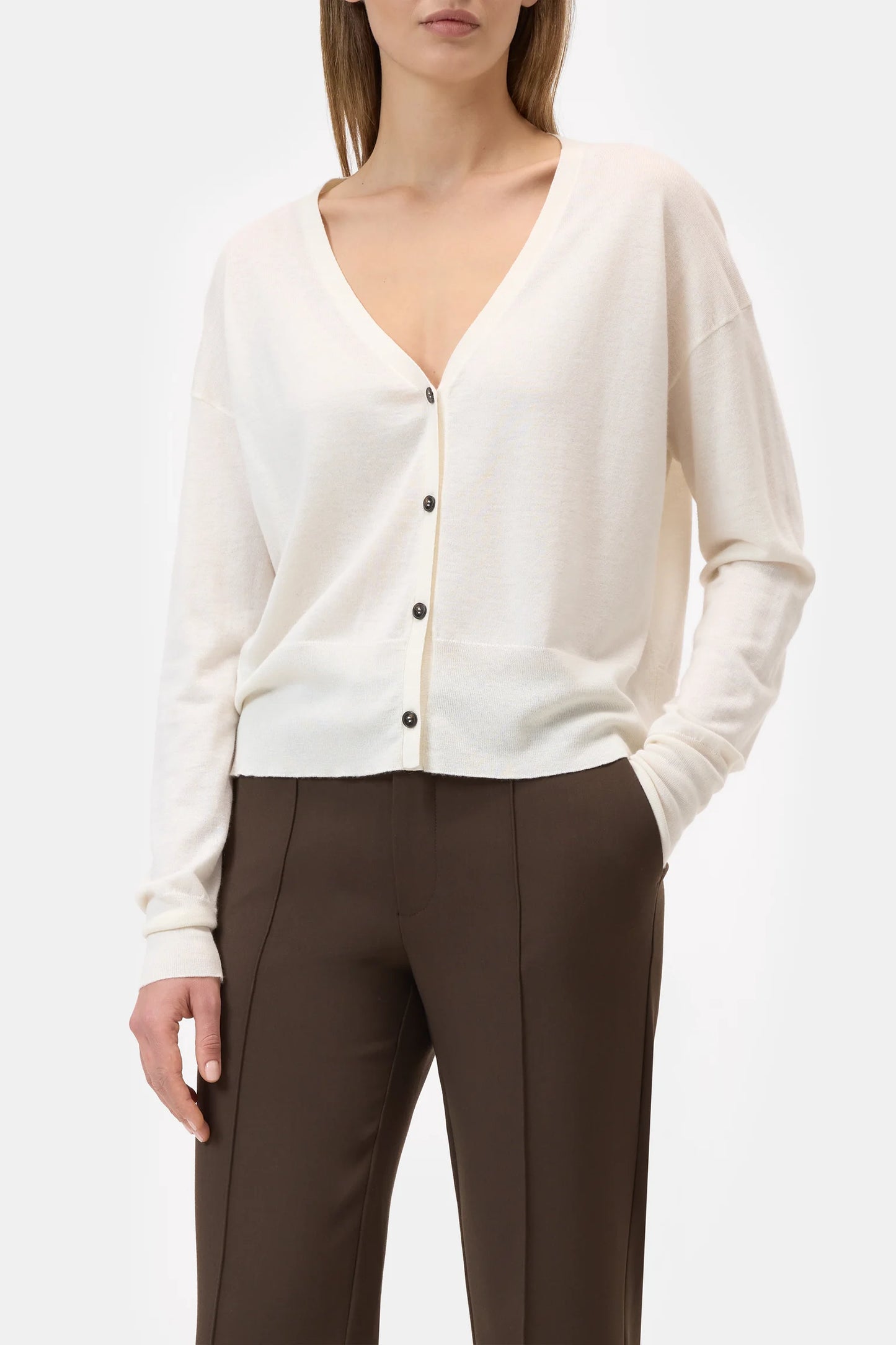 Cardigan Cropped V Witherit Beige