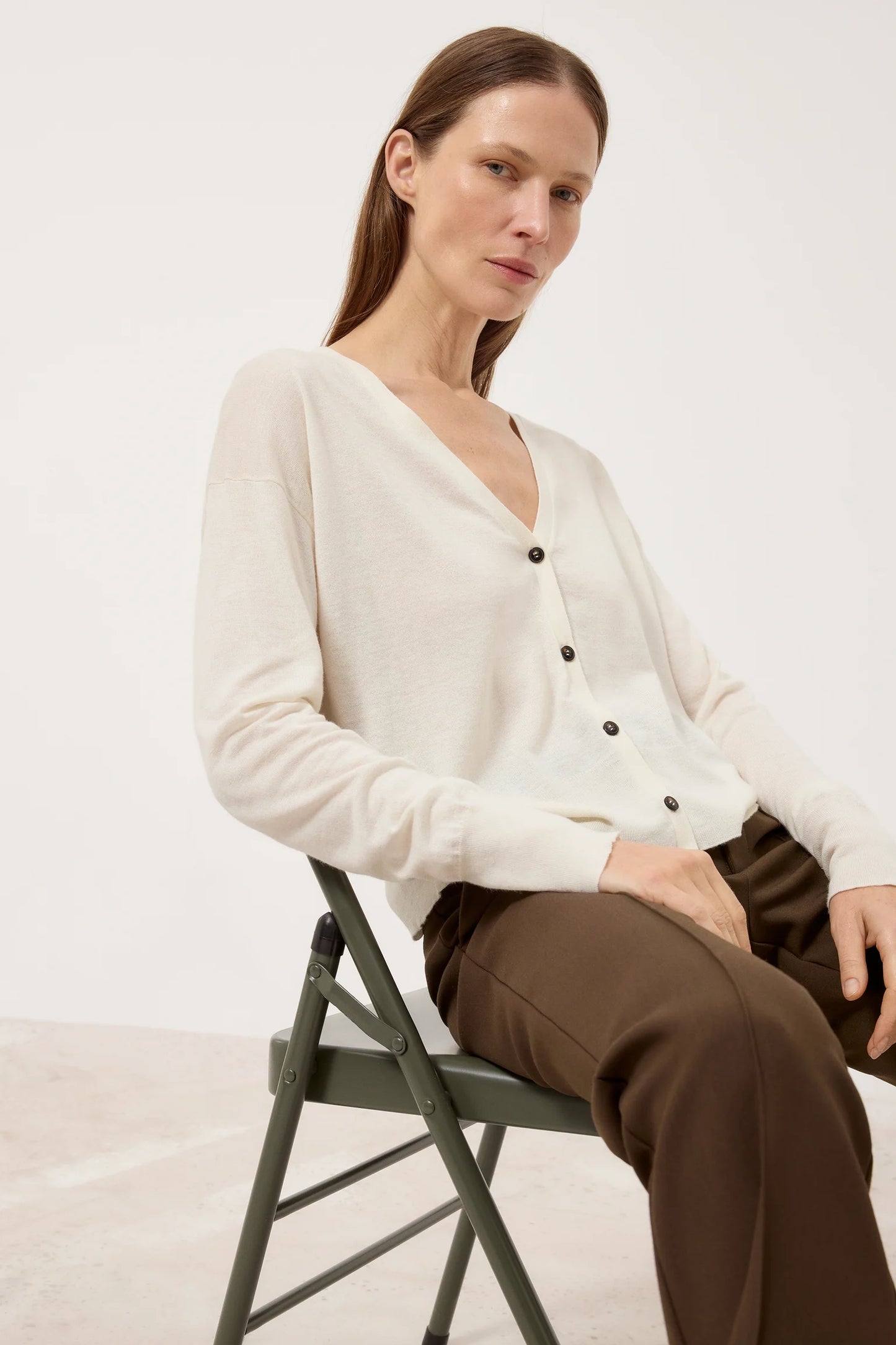 Cardigan Cropped V Witherit Beige