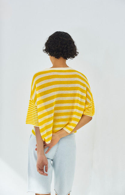 Pull Epaky Tournesol Rayé Ecru