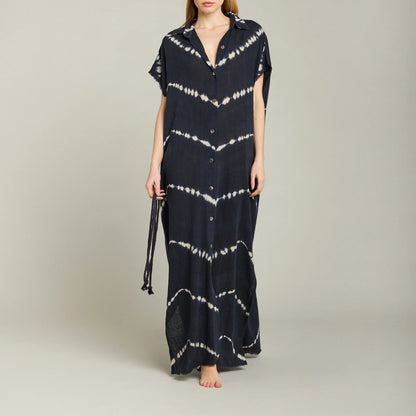Robe Santorini Tie Dye Black Navy