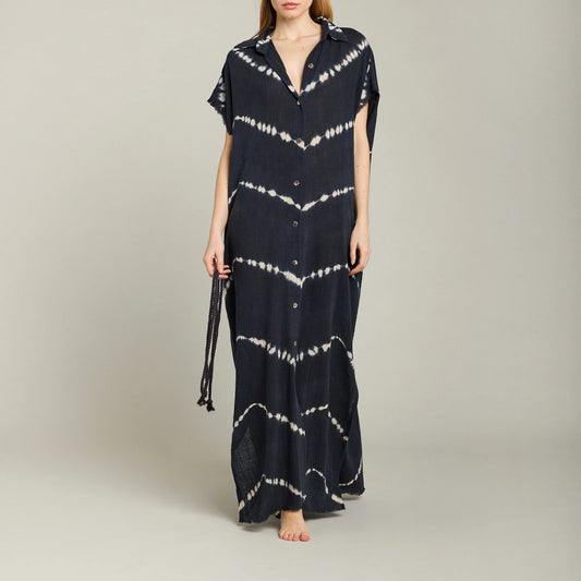 Robe Santorini Tie Dye Black Navy
