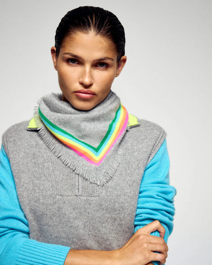 Foulard Bandes Multico Gris Chine