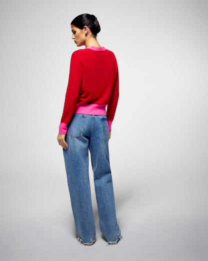 Cardigan Bicolore Hot Red