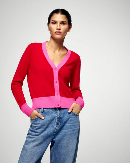 Cardigan Bicolore Hot Red