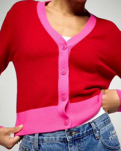 Cardigan Bicolore Hot Red