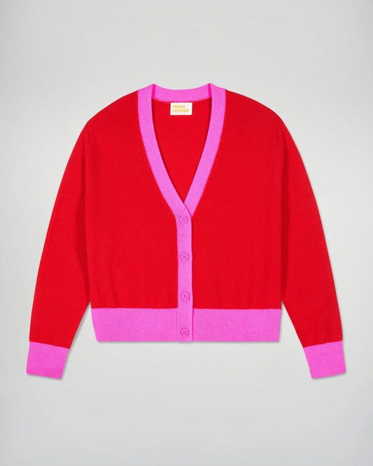 Cardigan Bicolore Hot Red