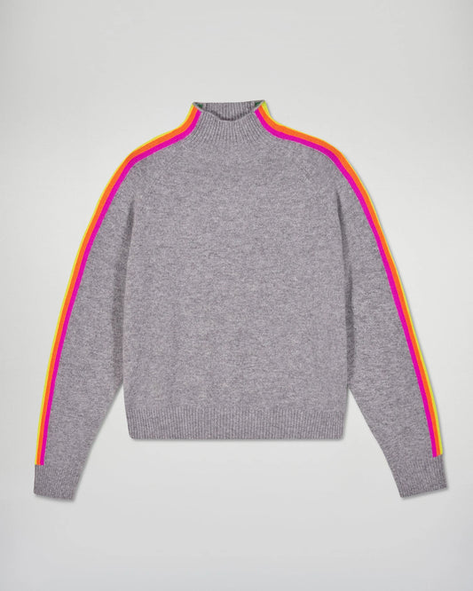 Pull Col Montant Multico Gris Chine Fonce