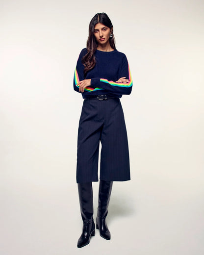 Pull Bandes Manches Multico Navy