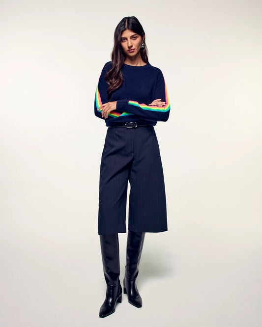 Pull Bandes Manches Multico Navy