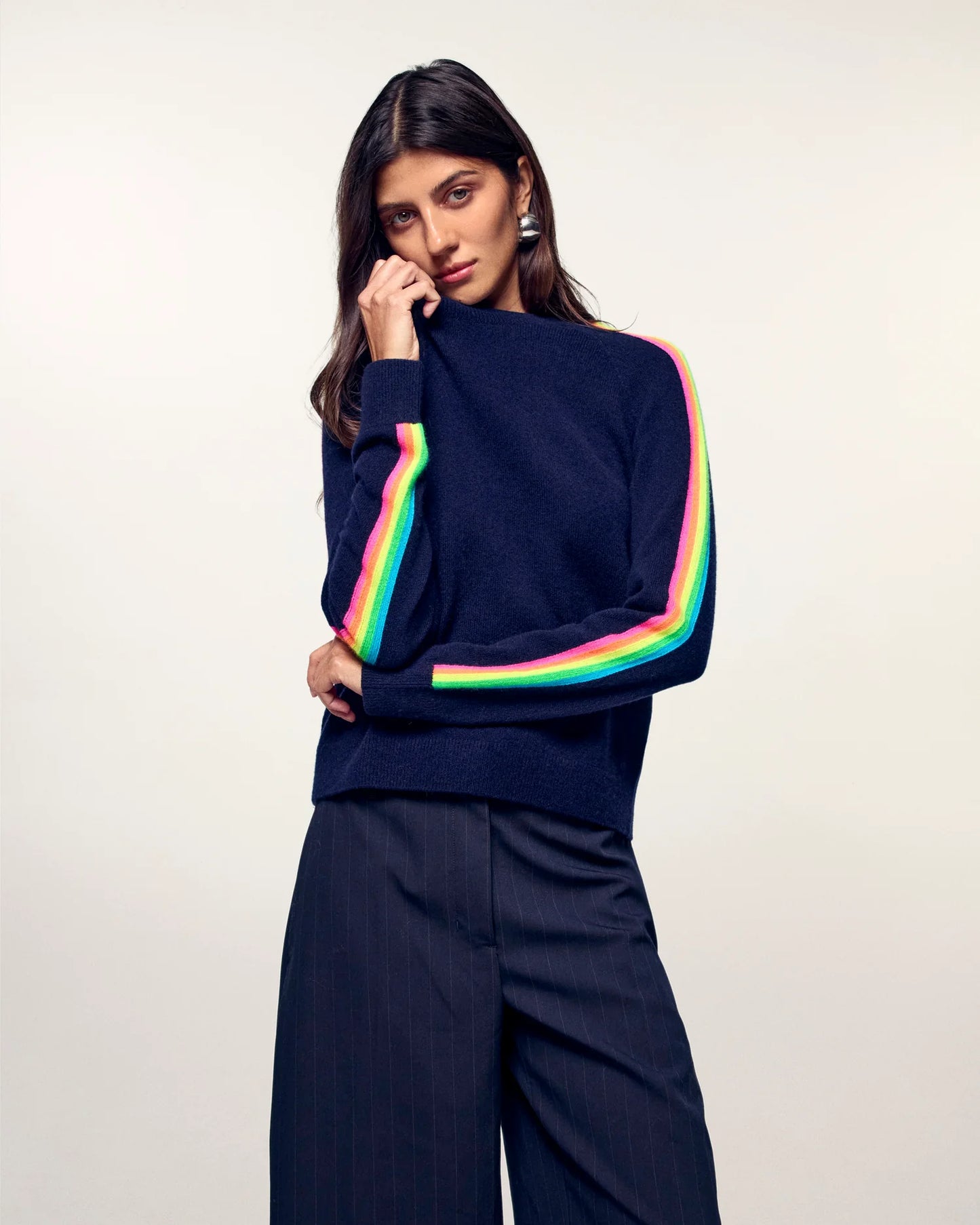 Pull Bandes Manches Multico Navy