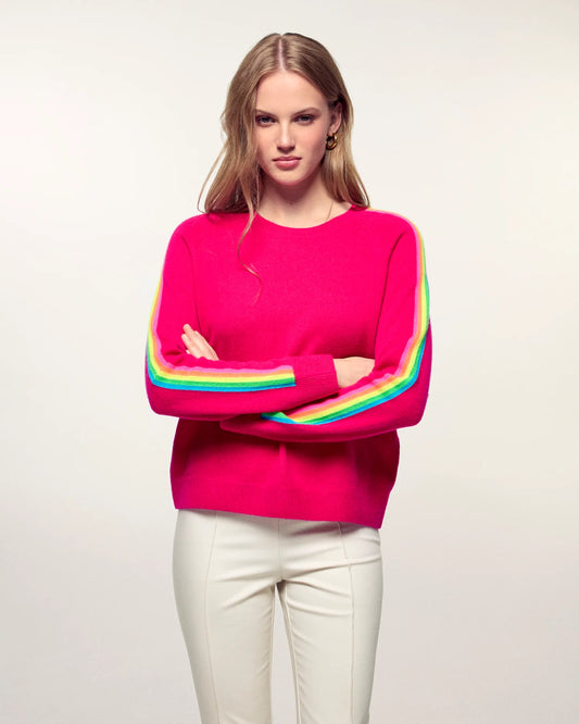 Pull Bandes Manches Multico Tropical Raspberry