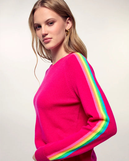 Pull Bandes Manches Multico Tropical Raspberry