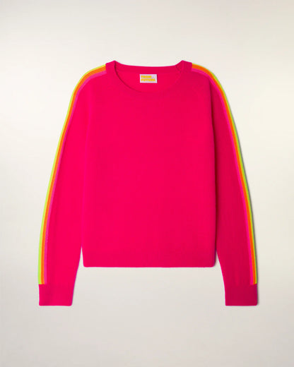 Pull Bandes Manches Multico Tropical Raspberry