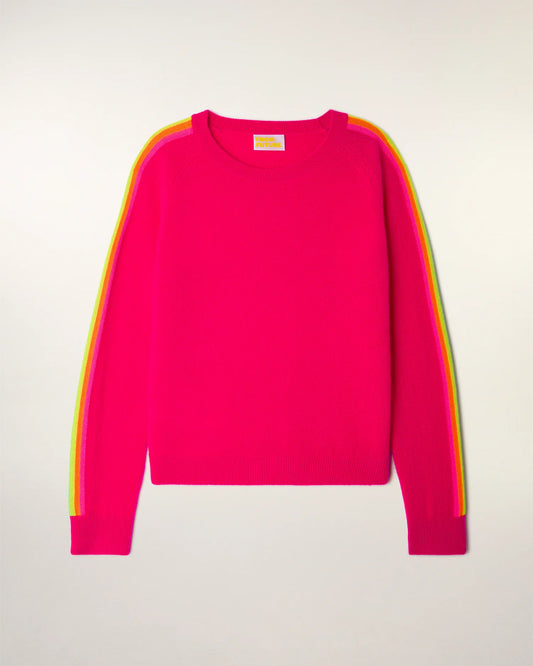 Pull Bandes Manches Multico Tropical Raspberry