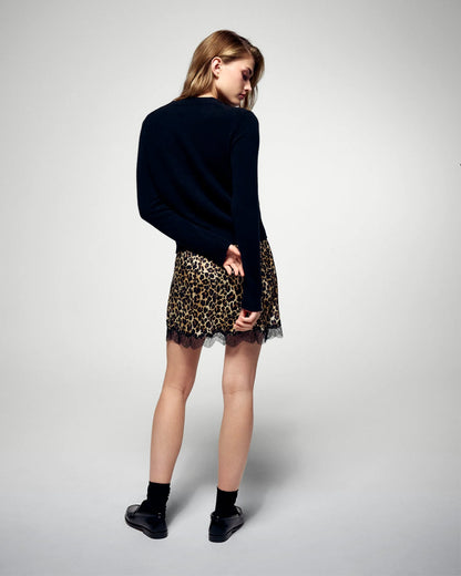 Pull Col Rond Coeur Noir