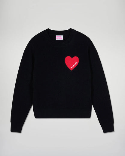 Pull Col Rond Coeur Noir