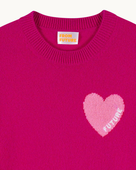 Pull Coeur Broderie Future Tropical Raspberry