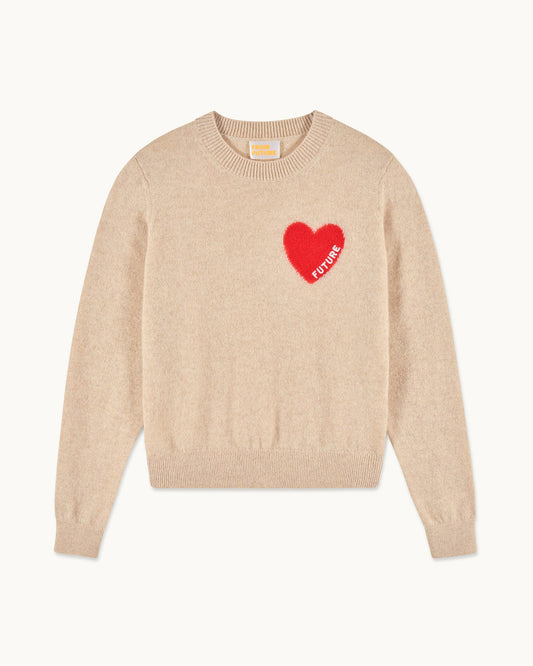Pull Coeur Broderie Future Beige Chine