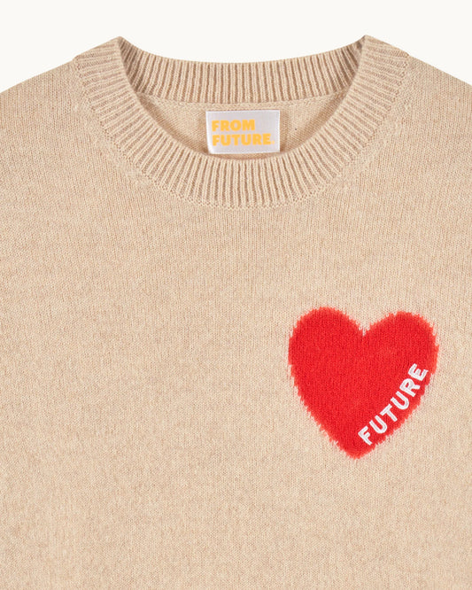 Pull Coeur Broderie Future Beige Chine
