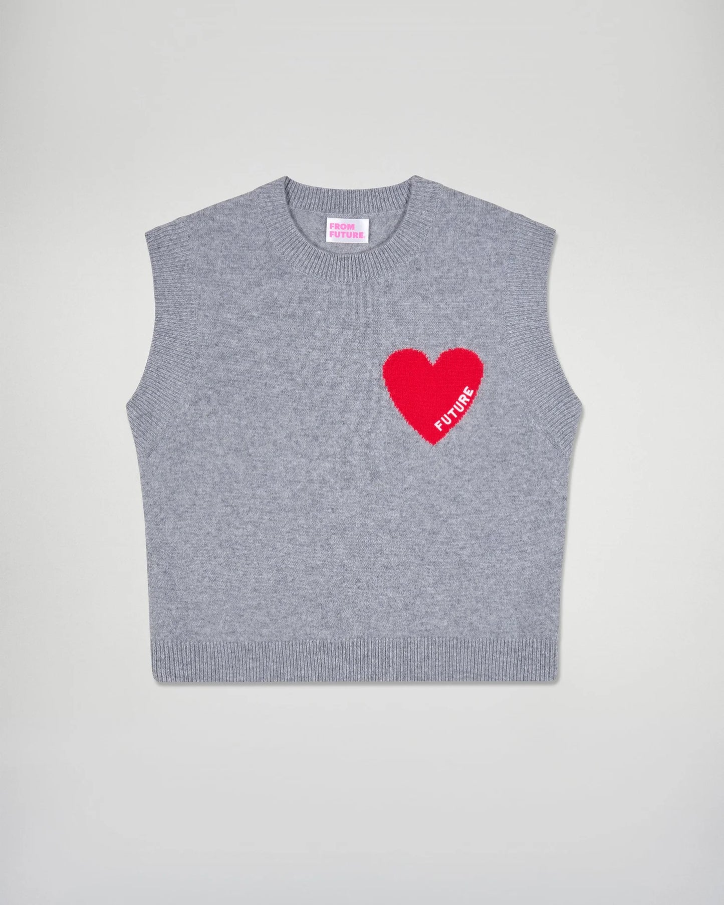 Pull Sans Manches Coeur Gris Chine Fonce