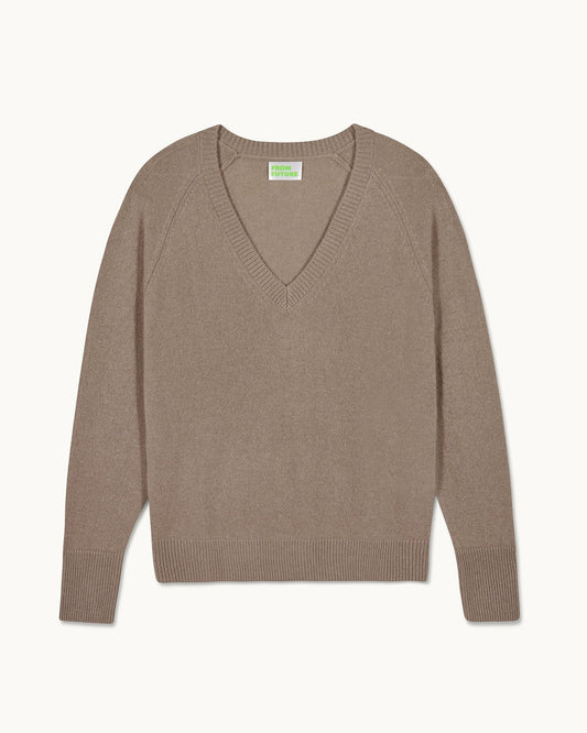 Pull Col V Oversize Tropical Taupe