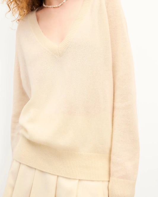 Pull Col V Oversize Ecru