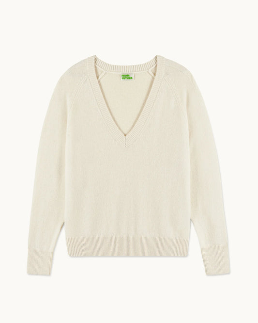 Pull Col V Oversize Ecru