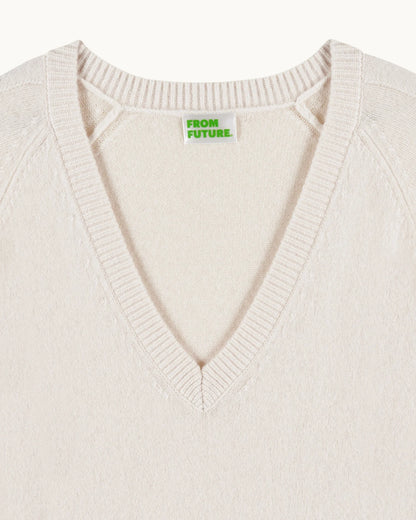 Pull Col V Oversize Ecru