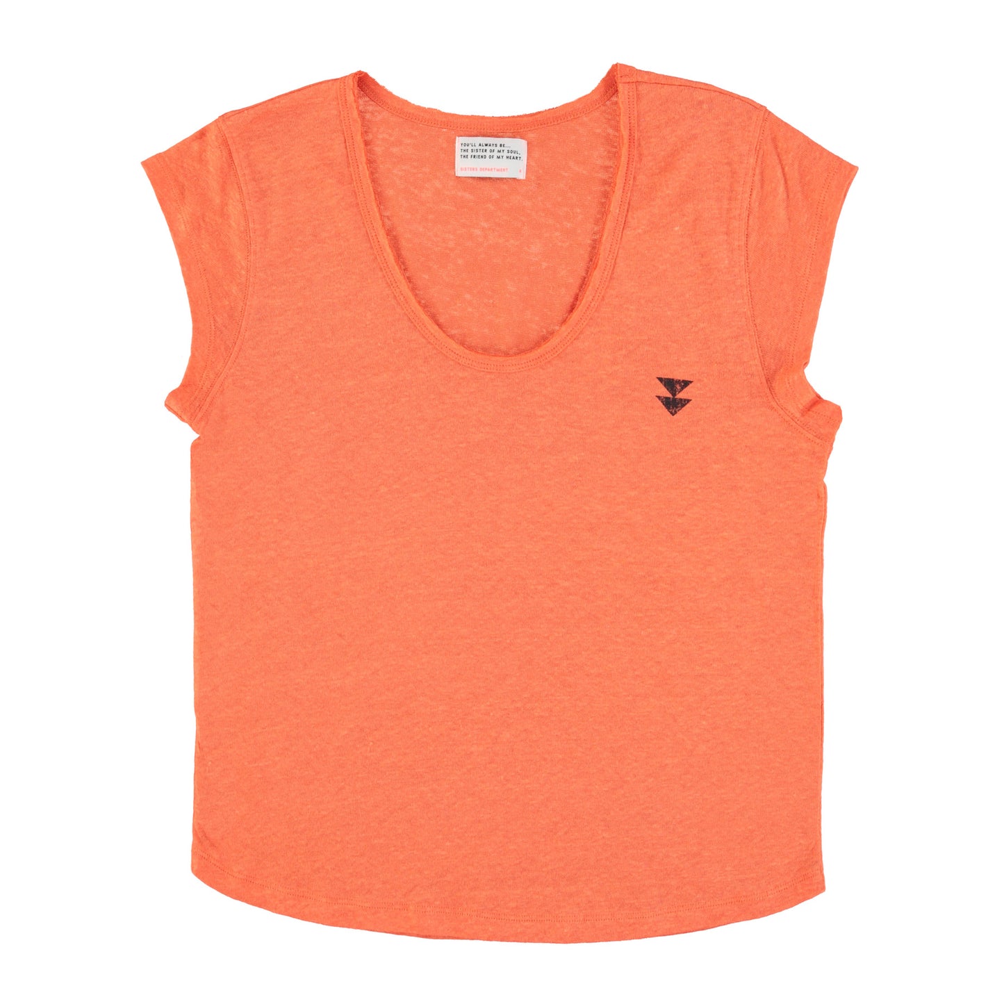 T-shirt Col Profond Lin Orange