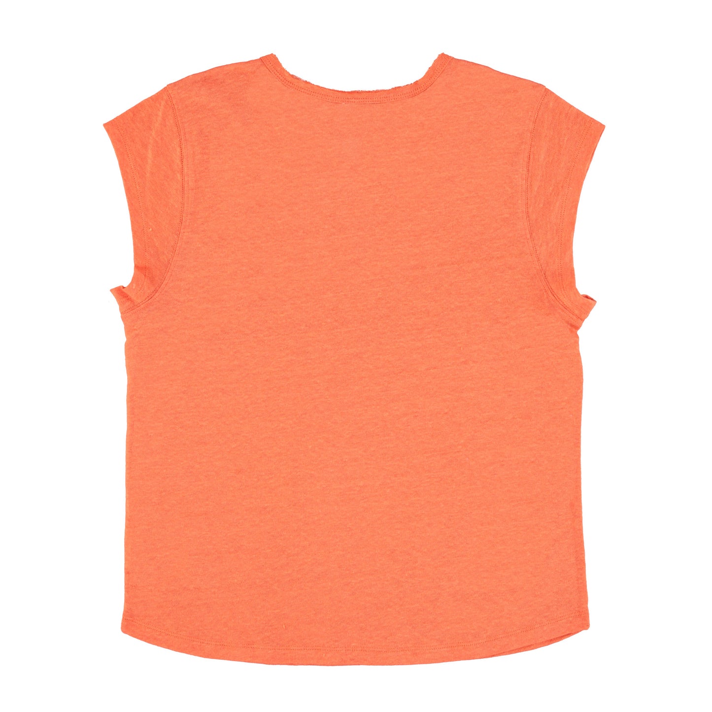 T-shirt Col Profond Lin Orange