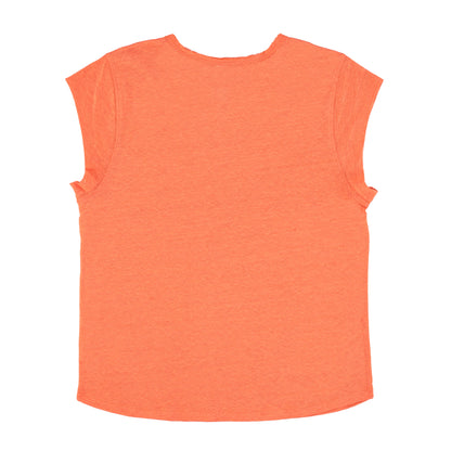 T-shirt Col Profond Lin Orange