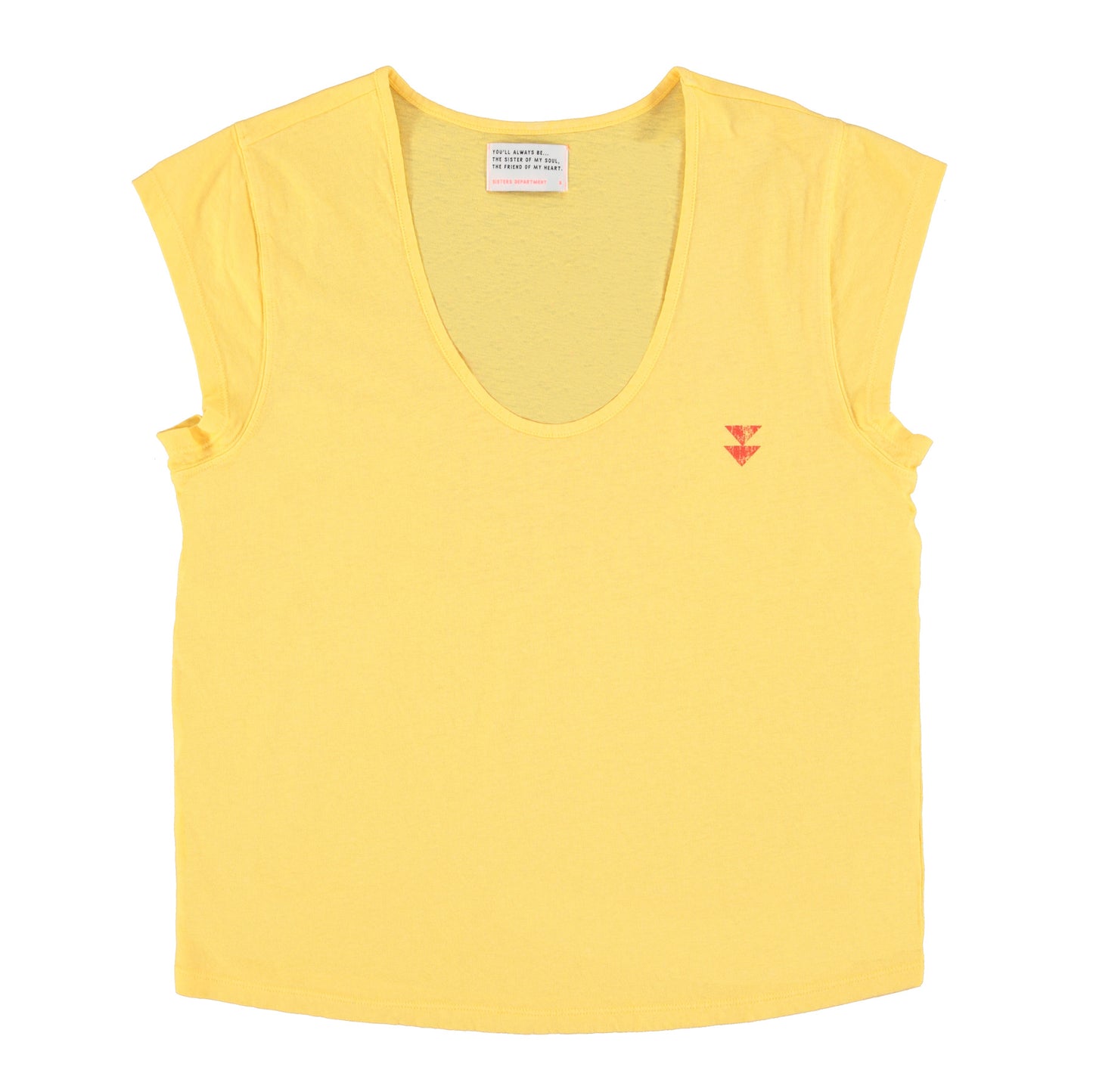 T-shirt Col Profond Free Love Jaune
