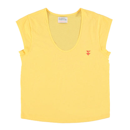 T-shirt Col Profond Free Love Jaune