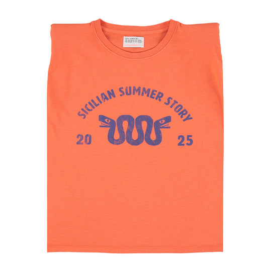 T-shirt Epaulettes Sicilian Summer Story Orange