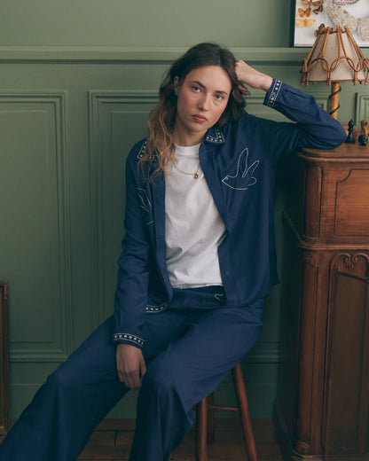 Chemise Valles Birds Ultramarine