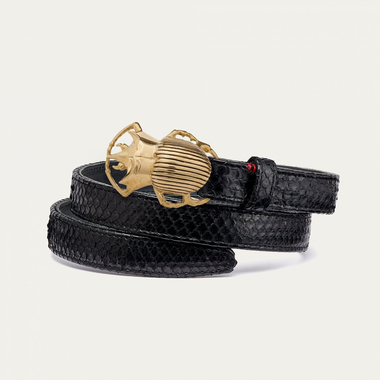 Ceinture Baby Python Noir Scarabee Or