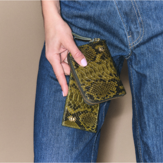 Portefeuille Mini Bob Python Dark Kaki