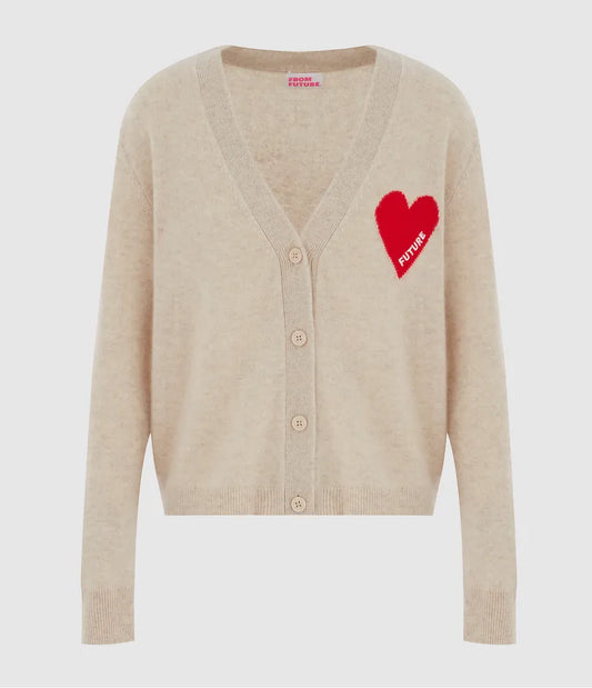 Cardigan Coeur Beige Chine