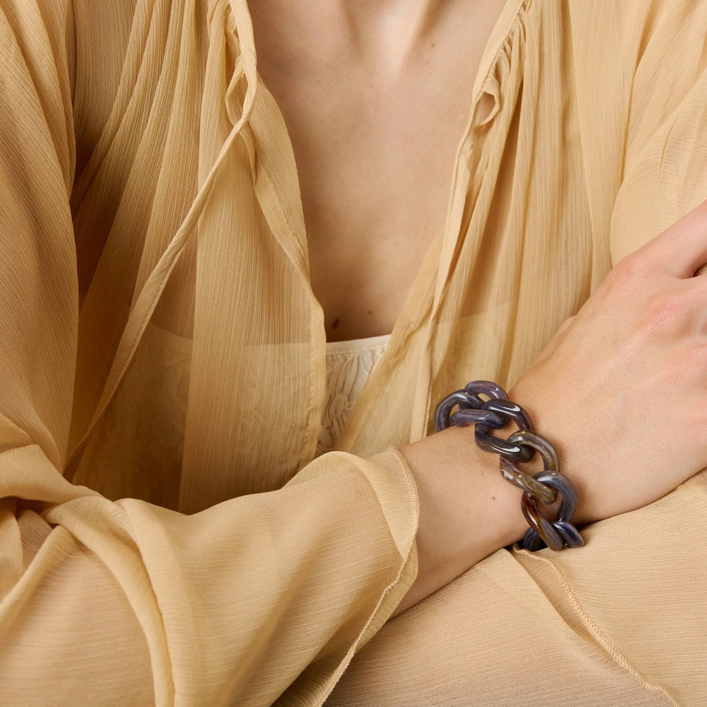 Bracelet Flat Blue Jeans Marble