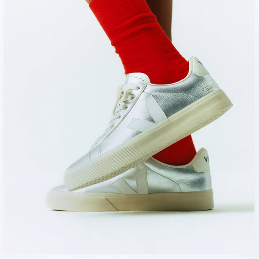 Basket Campo Leather Silver White